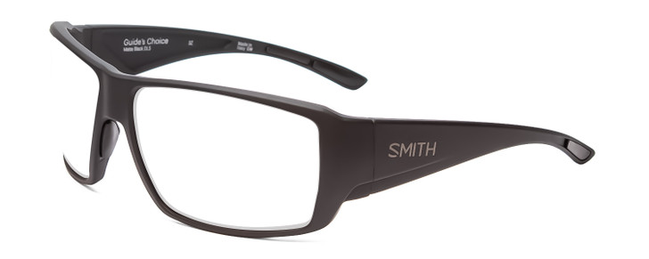 Profile View of Smith Optics Guides Choice Designer Bi-Focal Prescription Rx Eyeglasses in Matte Black  Unisex Rectangle Full Rim Acetate 62 mm