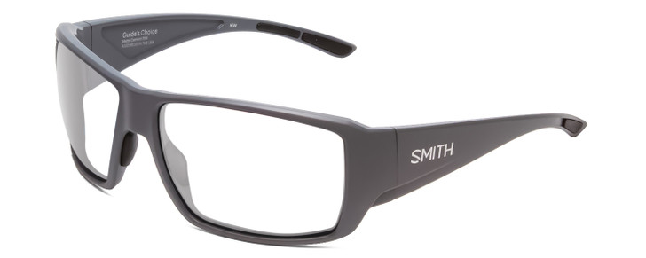 Profile View of Smith Optics Guides Choice Designer Reading Eye Glasses in Matte Cement Grey Unisex Rectangle Full Rim Acetate 62 mm