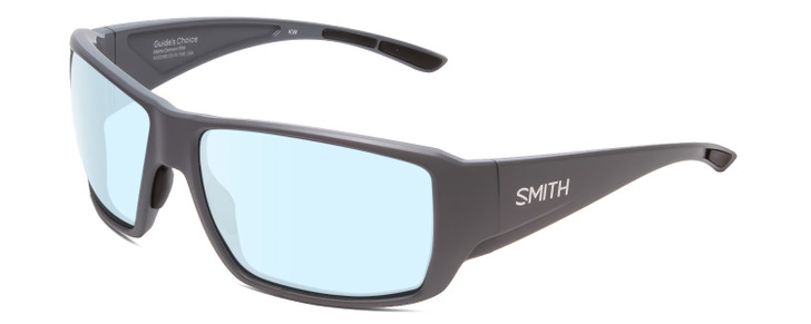 Profile View of Smith Optics Guides Choice Designer Blue Light Blocking Eyeglasses in Matte Cement Grey Unisex Rectangle Full Rim Acetate 62 mm
