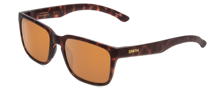 Profile View of Smith Headliner Unisex Sunglasses Tortoise Gold & ChromaPop Polarized Brown 55mm