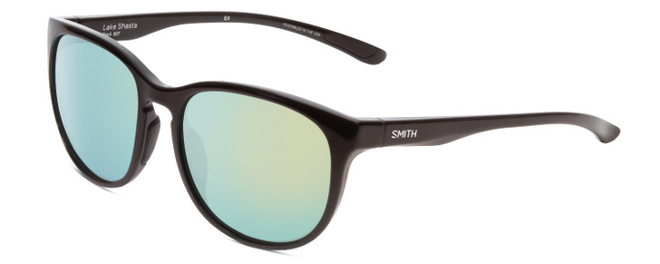 Profile View of Smith Lake Shasta Sunglasses in Black & CP Polarized Opal Blue Green Mirror 56mm