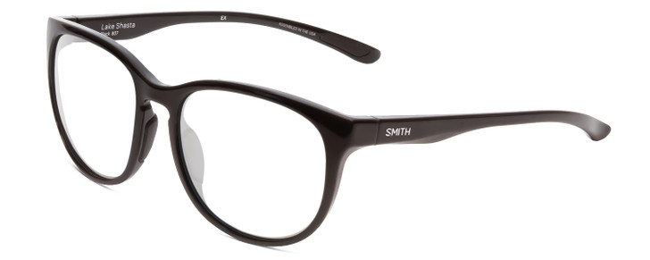 Profile View of Smith Optics Lake Shasta Designer Single Vision Prescription Rx Eyeglasses in Gloss Black Unisex Cateye Full Rim Acetate 56 mm