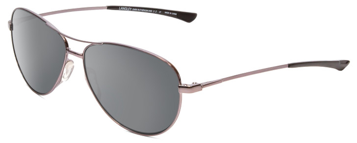 Profile View of Smith Langley Aviator Sunglasses Dark Ruthenium Silver Black/Polarized Gray 60mm
