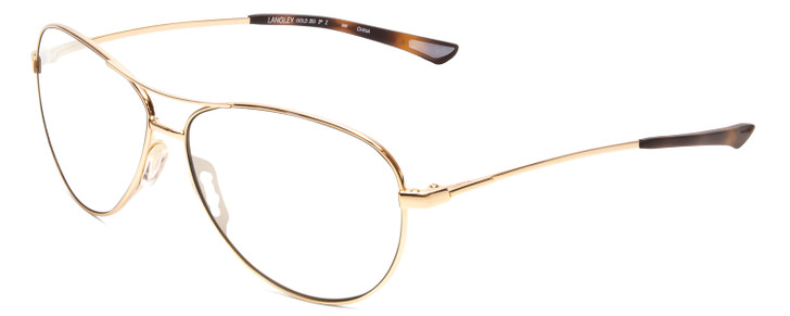 Profile View of Smith Optics Langley Designer Reading Eye Glasses in Gold Unisex Aviator Full Rim Metal 60 mm