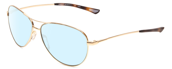 Profile View of Smith Optics Langley Designer Blue Light Blocking Eyeglasses in Gold Unisex Aviator Full Rim Metal 60 mm