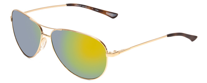 Smith Langley Pilot Sunglasses in Gold & ChromaPop Polarized Green Mirror 60mm