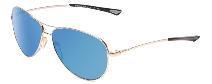 Profile View of Smith Langley Aviator Sunglasses in Silver/ChromaPop Polarized Blue Mirror 60 mm