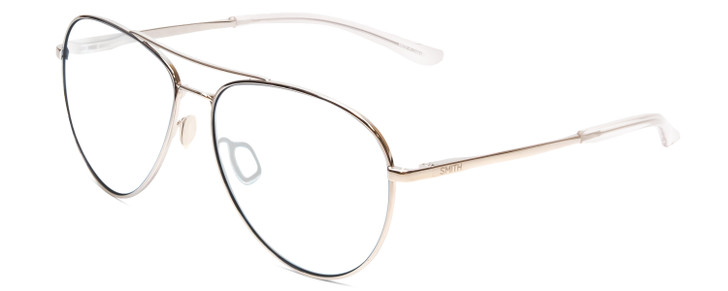 Profile View of Smith Optics Layback Designer Reading Eye Glasses in Silver Unisex Aviator Full Rim Metal 60 mm