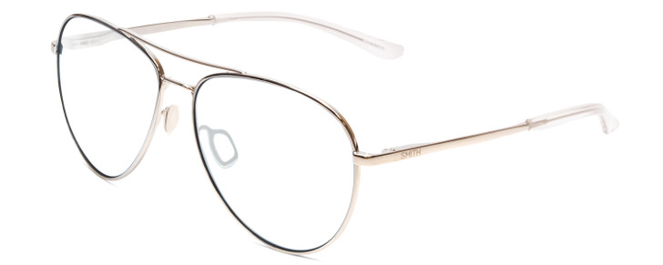 Profile View of Smith Optics Layback Designer Reading Eye Glasses with Custom Cut Powered Lenses in Silver Unisex Aviator Full Rim Metal 60 mm