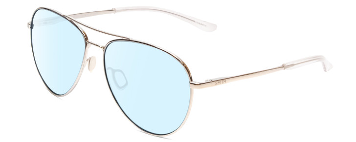 Profile View of Smith Optics Layback Designer Blue Light Blocking Eyeglasses in Silver Unisex Aviator Full Rim Metal 60 mm
