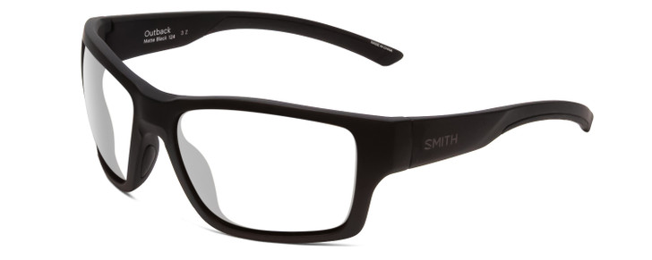 Profile View of Smith Optics Outback Designer Bi-Focal Prescription Rx Eyeglasses in Matte Black Unisex Square Full Rim Acetate 59 mm