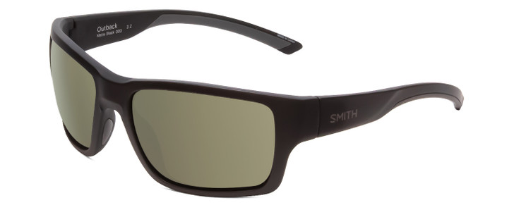 Profile View of Smith Outback Unisex Sunglasses Matte Black/ChromaPop Polarized Gray Green 59 mm