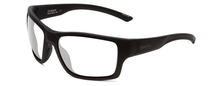 Profile View of Smith Optics Outback Designer Single Vision Prescription Rx Eyeglasses in Matte Black Unisex Square Full Rim Acetate 59 mm