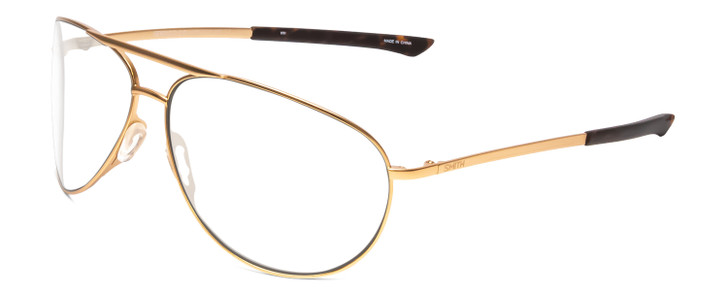 Profile View of Smith Optics Serpico 2 Designer Reading Eye Glasses with Custom Cut Powered Lenses in Matte Gold Unisex Aviator Full Rim Metal 65 mm