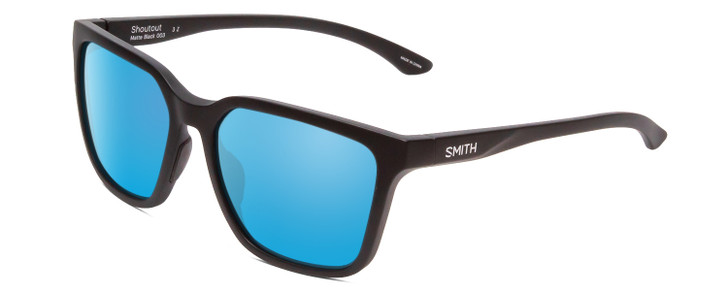 Smith Optics Shoutout Retro Sunglasses in Black/ChromaPop Polarized Blue Mirror