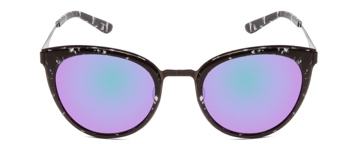 Front View of Smith Somerset Cateye Sunglasses in Black Marble/CP Polarized Violet Mirror 53mm