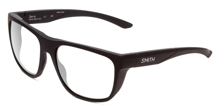 Profile View of Smith Optics Barra Designer Reading Eye Glasses with Custom Cut Powered Lenses in Matte Black Unisex Classic Full Rim Acetate 59 mm