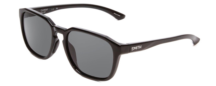 Profile View of Smith Optics Contour Unisex Square Designer Sunglasses Black/Polarized Gray 56mm