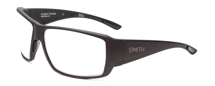 Profile View of Smith Optics Guides Choice Designer Progressive Lens Prescription Rx Eyeglasses in Matte Black Unisex Rectangle Full Rim Acetate 62 mm