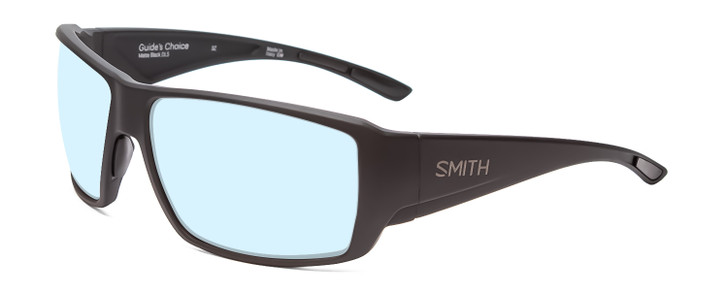 Profile View of Smith Optics Guides Choice Designer Progressive Lens Blue Light Blocking Eyeglasses in Matte Black Unisex Rectangle Full Rim Acetate 62 mm