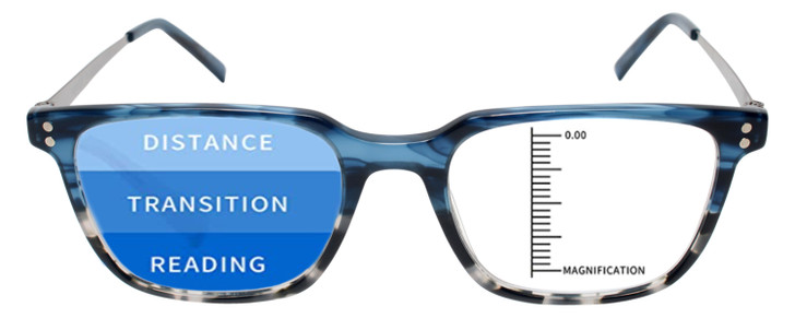 Front View of Smith Optics Guides Choice Designer Progressive Lens Blue Light Blocking Eyeglasses in Matte Black Unisex Rectangle Full Rim Acetate 62 mm