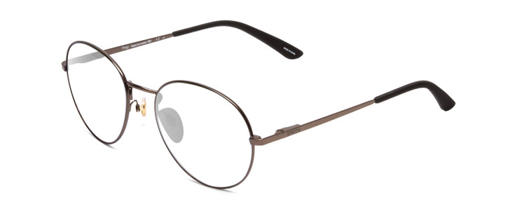 Profile View of Smith Optics Prep Designer Reading Eye Glasses with Custom Cut Powered Lenses in Matte Gun Metal Silver Unisex Round Full Rim Metal 53 mm