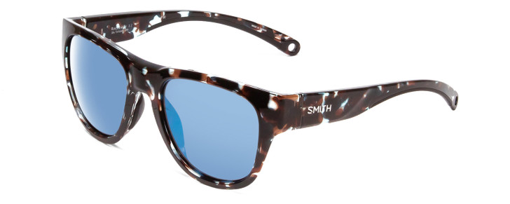 Profile View of Smith Rockaway Sunglasses Sky Tortoise Brown/CP Glass Polarized Blue Mirror 52mm