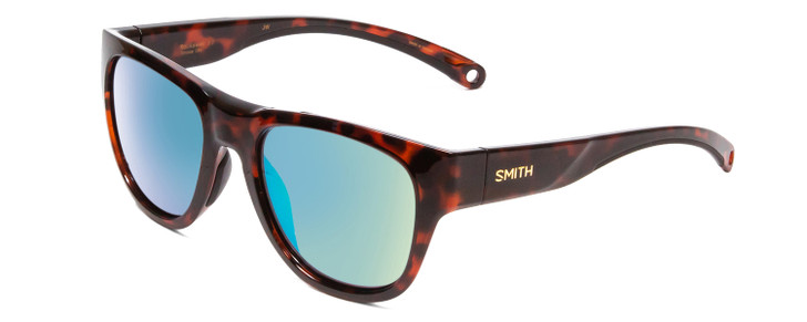 Profile View of Smith Rockaway Cateye Sunglasses in Tortoise/CP Glass Polarize Green Mirror 52mm