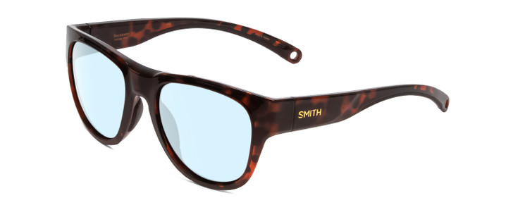 Profile View of Smith Optics Rockaway Designer Progressive Lens Blue Light Blocking Eyeglasses in Tortoise Havana Brown Gold Ladies Cateye Full Rim Acetate 52 mm