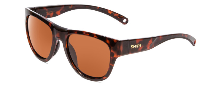 Profile View of Smith Rockaway Cateye Sunglasses in Tortoise Gold/CP Glass Polarized Brown 52 mm