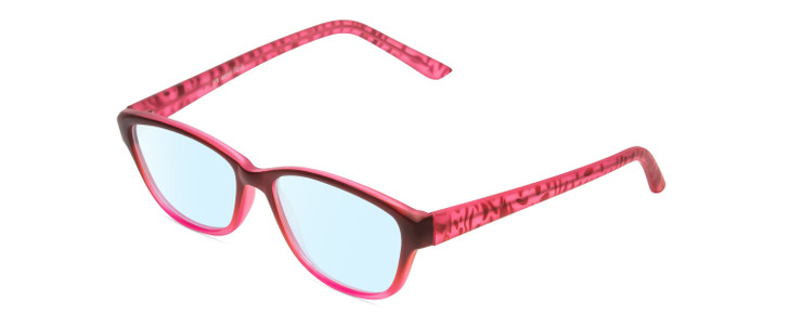 Profile View of SOHO 1013 Designer Blue Light Blocking Eyeglasses in Wine Purple Rose Pink Fade/ Zebra Animal Print Ladies Cateye Full Rim Acetate 52 mm
