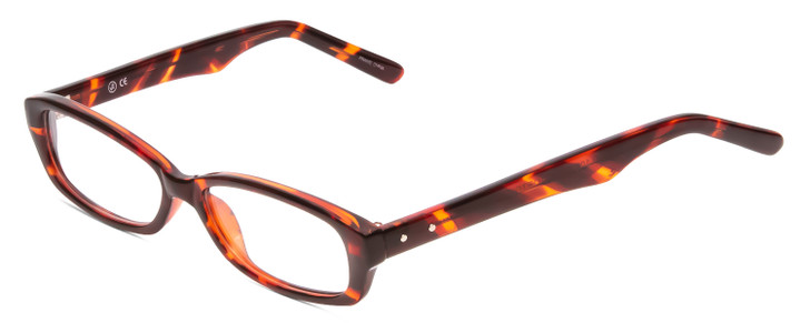 Profile View of SOHO 108 Designer Reading Eye Glasses with Custom Cut Powered Lenses in Auburn Brown Crystal Dark Tortoise Ladies Oval Full Rim Acetate 52 mm