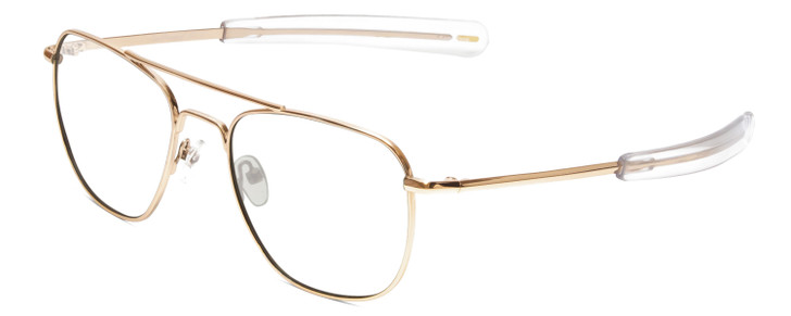 Profile View of Ernest Hemingway H202 Designer Reading Eye Glasses with Custom Cut Powered Lenses in Gold Unisex Aviator Full Rim Metal 55 mm