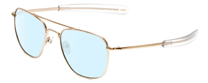 Profile View of Ernest Hemingway H202 Designer Blue Light Blocking Eyeglasses in Gold Unisex Aviator Full Rim Metal 55 mm