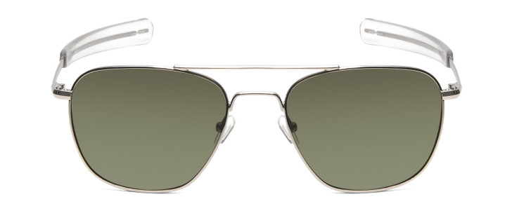 Front View of Ernest Hemingway H202 55 mm Metal Aviator Polarized Sunglasses Silver&Green/Blue