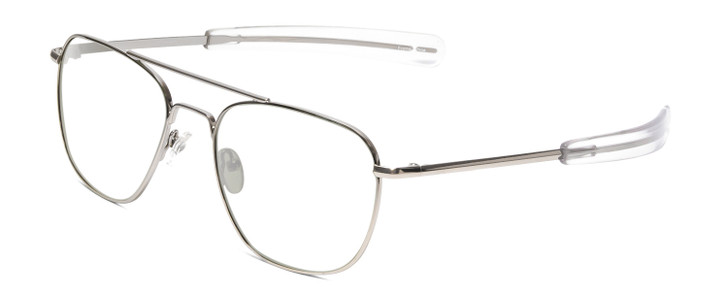 Profile View of Ernest Hemingway H202 Designer Reading Eye Glasses with Custom Cut Powered Lenses in Silver Unisex Aviator Full Rim Metal 55 mm