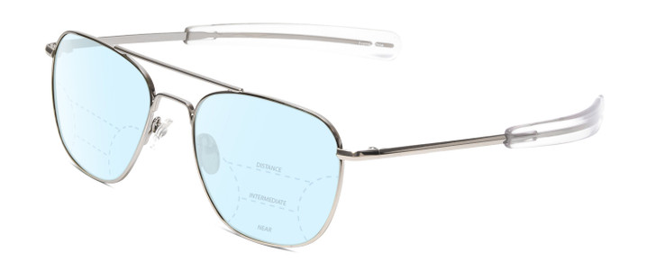 Profile View of Ernest Hemingway H202 Designer Progressive Lens Blue Light Blocking Eyeglasses in Silver Unisex Aviator Full Rim Metal 55 mm