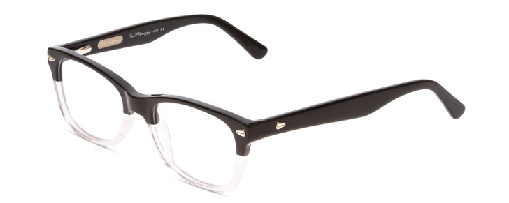 Profile View of Ernest Hemingway H4606 Designer Progressive Lens Prescription Rx Eyeglasses in Shiny Black Clear 2 Tone Unisex Cateye Full Rim Acetate 51 mm