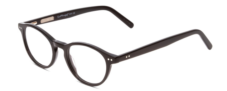 Profile View of Ernest Hemingway H4612 Designer Single Vision Prescription Rx Eyeglasses in Gloss Black Unisex Round Full Rim Acetate 47 mm