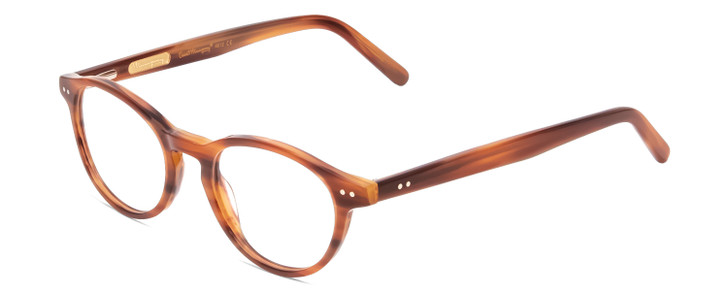 Profile View of Ernest Hemingway H4612 Designer Reading Eye Glasses with Custom Cut Powered Lenses in Blonde Yellow Brown Unisex Round Full Rim Acetate 47 mm