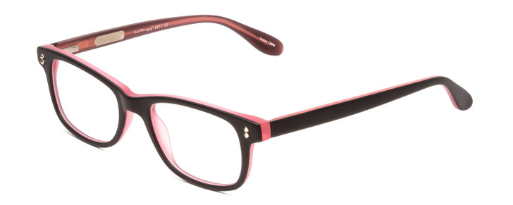 Profile View of Ernest Hemingway H4617 Designer Reading Eye Glasses with Custom Cut Powered Lenses in Matte Black Crystal Pink Layered Silver Studs Ladies Cateye Full Rim Acetate 48 mm