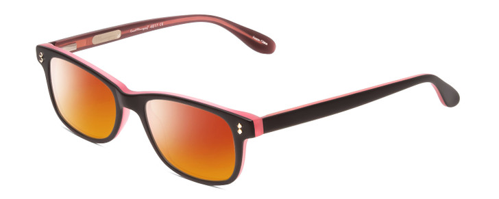 Profile View of Ernest Hemingway H4617 Designer Polarized Sunglasses with Custom Cut Red Mirror Lenses in Matte Black Crystal Pink Layered Silver Studs Ladies Cateye Full Rim Acetate 48 mm