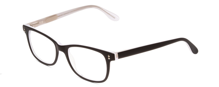 Profile View of Ernest Hemingway H4617 Designer Reading Eye Glasses with Custom Cut Powered Lenses in Matte Black Crystal Clear Layered Silver Studs Unisex Cateye Full Rim Acetate 52 mm