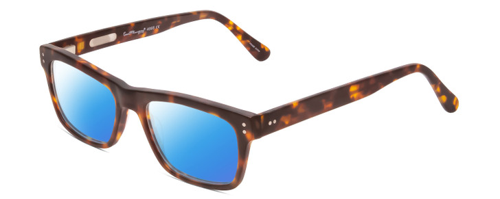 Profile View of Ernest Hemingway H4665 Designer Polarized Sunglasses with Custom Cut Blue Mirror Lenses in Matte Tortoise Havana Brown Yellow Unisex Cateye Full Rim Acetate 53 mm