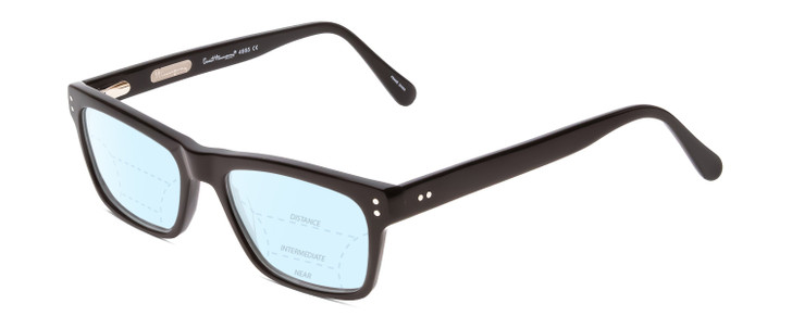 Profile View of Ernest Hemingway H4665 Designer Progressive Lens Blue Light Blocking Eyeglasses in Gloss Black Unisex Cateye Full Rim Acetate 53 mm