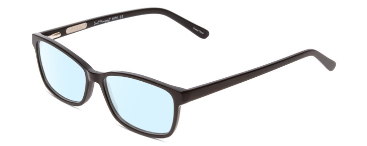 Profile View of Ernest Hemingway H4676 Designer Blue Light Blocking Eyeglasses in Gloss Black Ladies Cateye Full Rim Acetate 53 mm