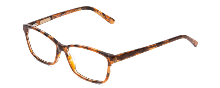 Profile View of Ernest Hemingway H4676 Designer Reading Eye Glasses with Custom Cut Powered Lenses in Demi-Tortoise Havana Yellow Brown Ladies Cateye Full Rim Acetate 53 mm