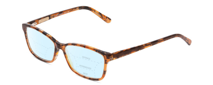 Profile View of Ernest Hemingway H4676 Designer Progressive Lens Blue Light Blocking Eyeglasses in Demi-Tortoise Havana Yellow Brown Ladies Cateye Full Rim Acetate 53 mm