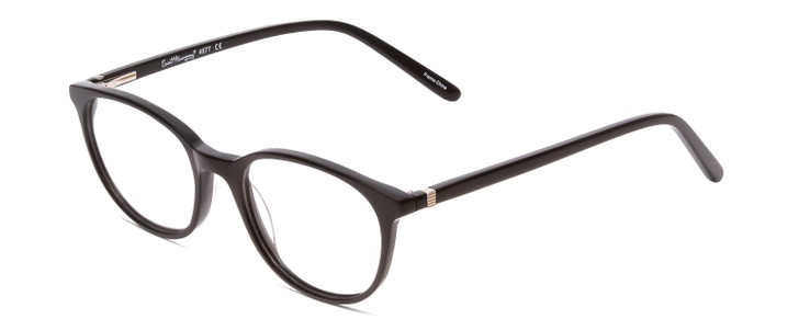 Profile View of Ernest Hemingway H4677 Designer Reading Eye Glasses with Custom Cut Powered Lenses in Gloss Black Unisex Round Full Rim Acetate 49 mm