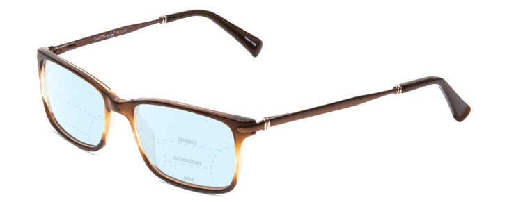 Profile View of Ernest Hemingway H4679 Designer Progressive Lens Blue Light Blocking Eyeglasses in Brown Honey Clear Gradient Mist Unisex Square Full Rim Acetate 53 mm